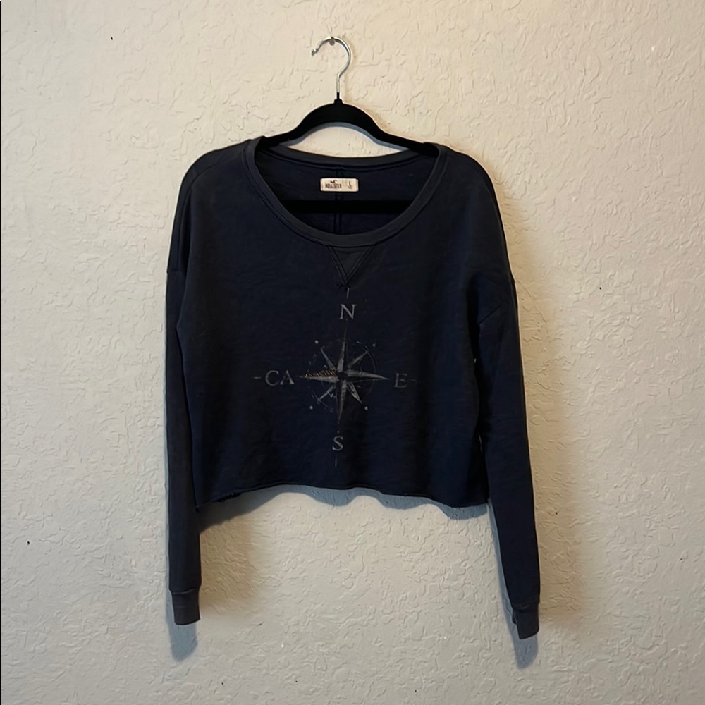 Hollister Blue Crop Graphic Sweatshirt
